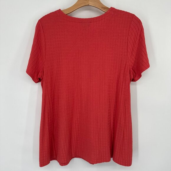 J. Jill Wearever  coral Short Sleeve Textured Knit Top Womens size Medium - Picture 10 of 13
